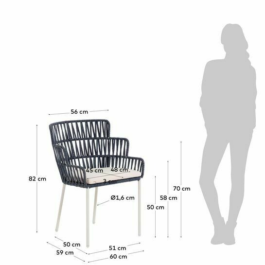 Silla Robyn azul de cuerda y acero