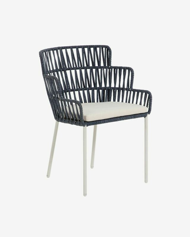Silla Robyn azul de cuerda y acero