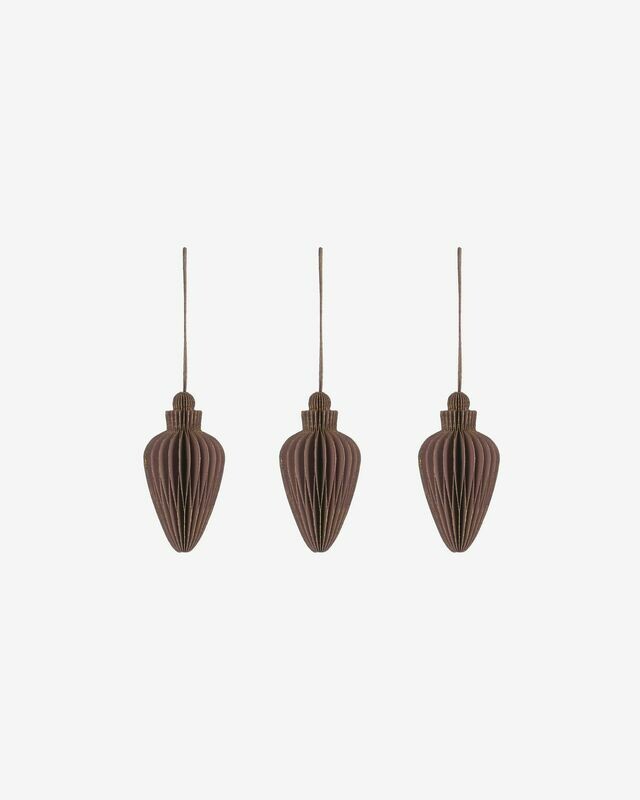 Set Yaril de 3 adornos colgantes decorativos marrón