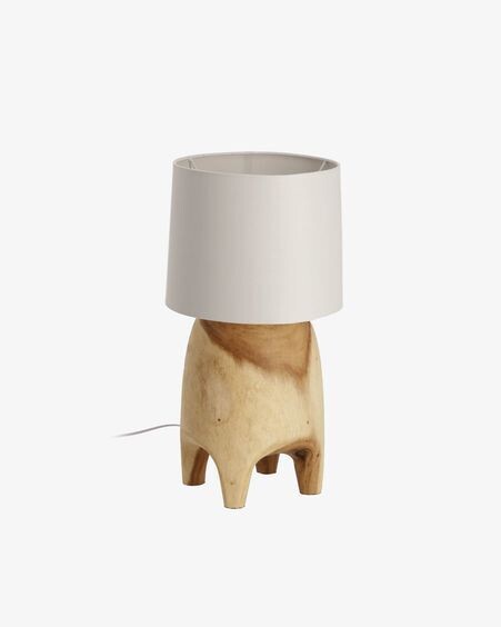 Lámpara de mesa Shifra de madera maciza de campano