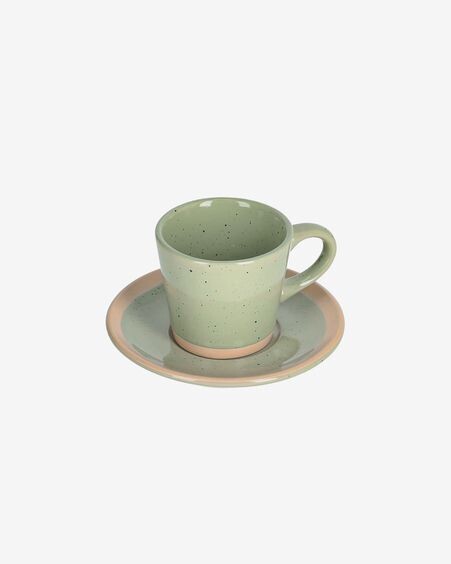 Taza de café con plato Tilia de cerámica verde claro
