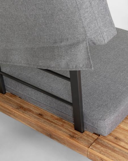 Set Zalika de sofá rinconero de 5 plazas y mesa de madera maciza de acacia FSC 100%