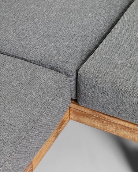 Set Zalika de sofá rinconero de 5 plazas y mesa de madera maciza de acacia FSC 100%
