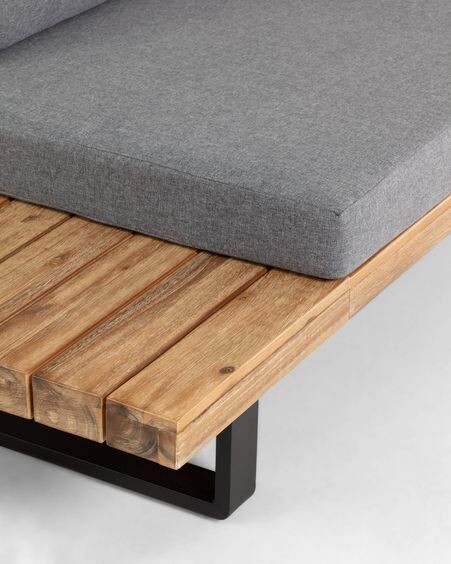Set Zalika de sofá rinconero de 5 plazas y mesa de madera maciza de acacia FSC 100%