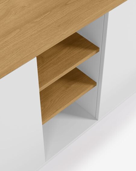 Aparador Abilen chapa roble y lacado blanco 180 x 75 cm FSC 100%