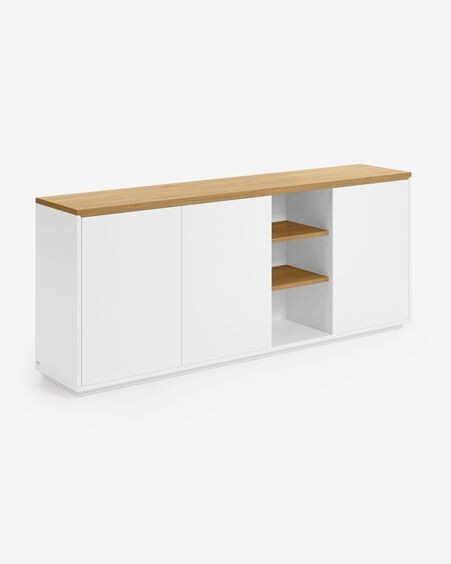 Aparador Abilen chapa roble y lacado blanco 180 x 75 cm FSC 100%
