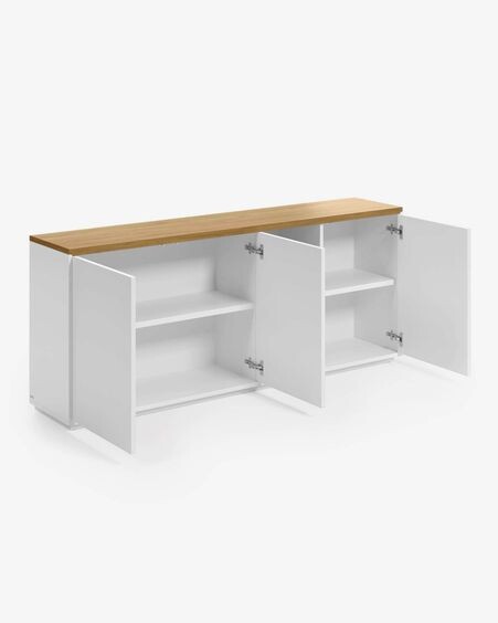 Aparador Abilen chapa roble y lacado blanco 180 x 75 cm FSC 100%