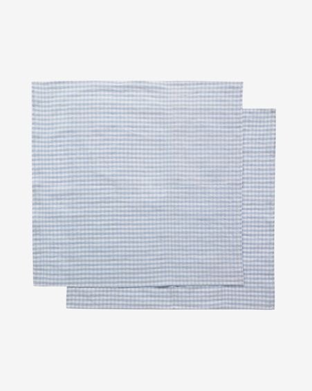 Set Goretti de 2 servilletas de algodón y lino azul y blanco