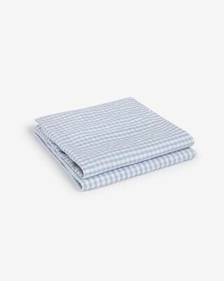 Set Goretti de 2 servilletas de algodón y lino azul y blanco