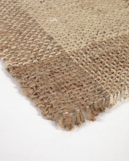 Alfombra Daila de yute con rayas natural y beige 160 x 230 cm