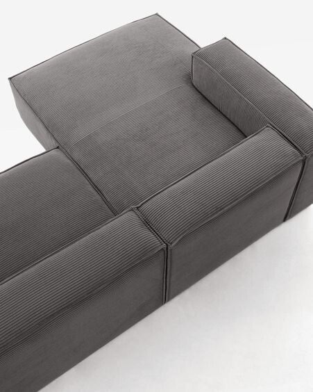 Sofá Blok 2 plazas chaise longue izquierdo pana gruesa gris 240 cm