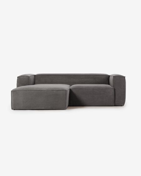 Sofá Blok 2 plazas chaise longue izquierdo pana gruesa gris 240 cm