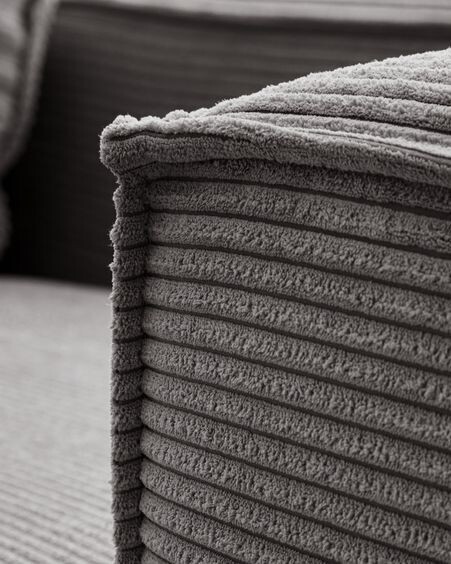 Sofá Blok 2 plazas chaise longue izquierdo pana gruesa gris 240 cm