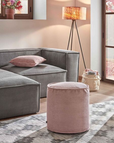 Sofá Blok 2 plazas chaise longue izquierdo pana gruesa gris 240 cm