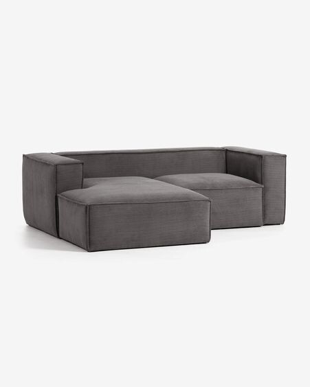 Sofá Blok 2 plazas chaise longue izquierdo pana gruesa gris 240 cm