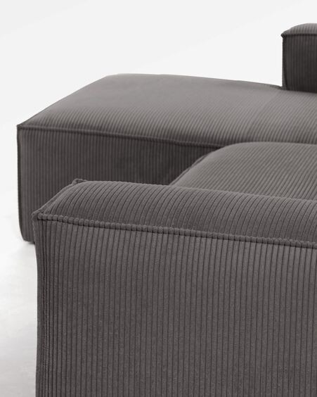 Sofá Blok 2 plazas chaise longue izquierdo pana gruesa gris 240 cm