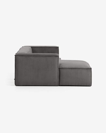Sofá Blok 2 plazas chaise longue izquierdo pana gruesa gris 240 cm
