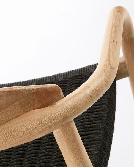 Silla Nina de madera maciza acacia y cuerda negro