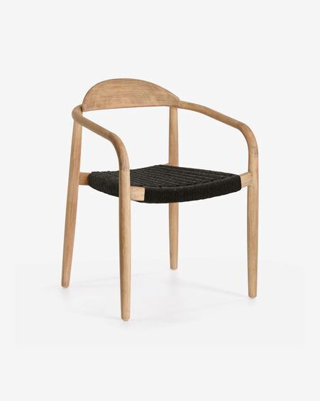 Silla Nina de madera maciza acacia y cuerda negro