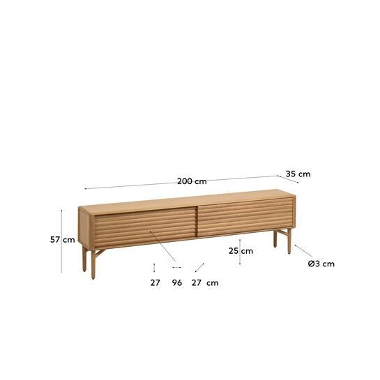 Mueble TV Lenon de madera maciza y chapa de roble 200 x 57 cm FSC MIX Credit