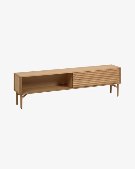 Mueble TV Lenon de madera maciza y chapa de roble 200 x 57 cm FSC MIX Credit