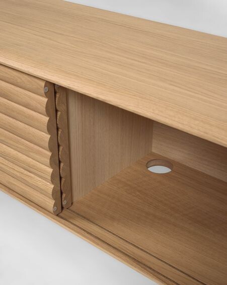 Mueble TV Lenon de madera maciza y chapa de roble 200 x 57 cm FSC MIX Credit