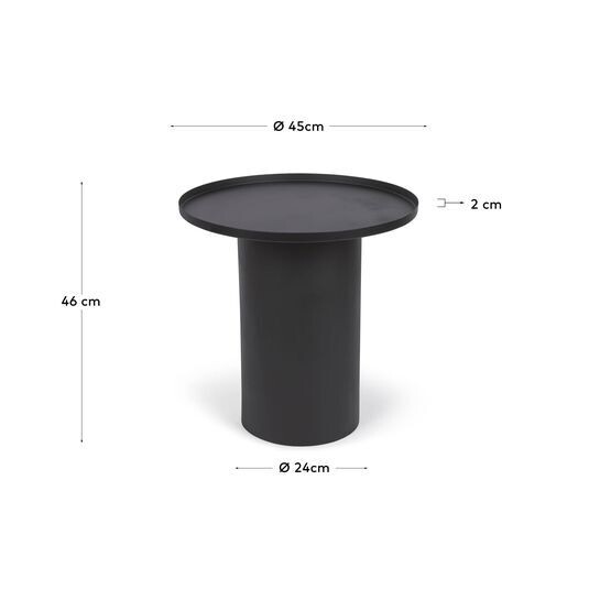 Mesa auxiliar redonda Fleksa de metal negro Ø 45 cm