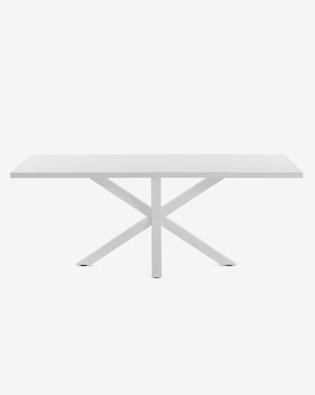 Mesa Argo 200 x 100 cm melamina acabado blanco patas de acero acabado blanco