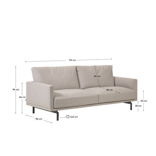 Sofá Galene 3 plazas beige 174 cm