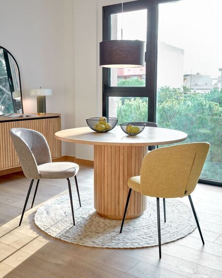 Mesa redonda Licia de madera maciza de mango con acabado natural Ø 120 cm