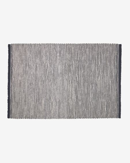 Alfombra Grendha de algodón y lana blanco y negro 160 x 230 cm