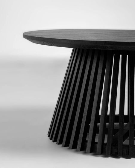 Mesa de centro Jeanette madera maciza de mindi negro Ø 80 cm