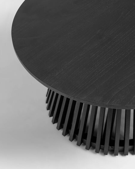Mesa de centro Jeanette madera maciza de mindi negro Ø 80 cm