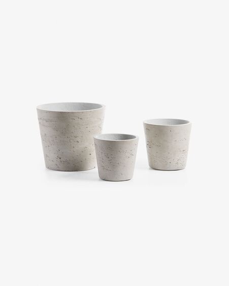 Set Low de 3 maceteros gris Ø 23,5 cm / Ø 16,5 cm / Ø 14 cm