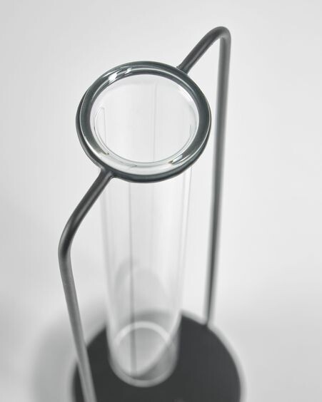 Jarrón Mash cristal y metal negro 31,5 cm