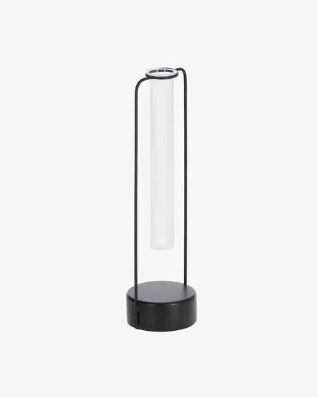 Jarrón Mash cristal y metal negro 31,5 cm