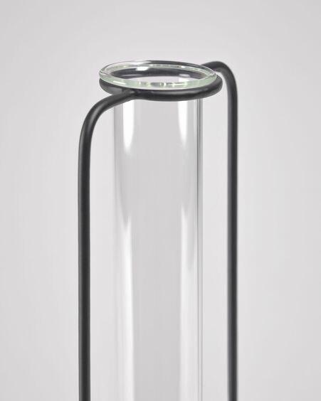 Jarrón Mash cristal y metal negro 31,5 cm