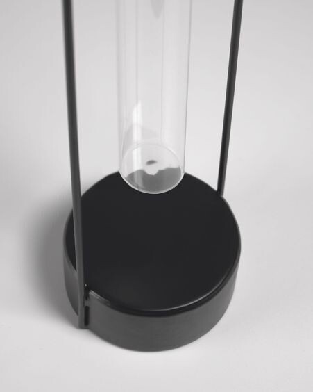 Jarrón Mash cristal y metal negro 31,5 cm