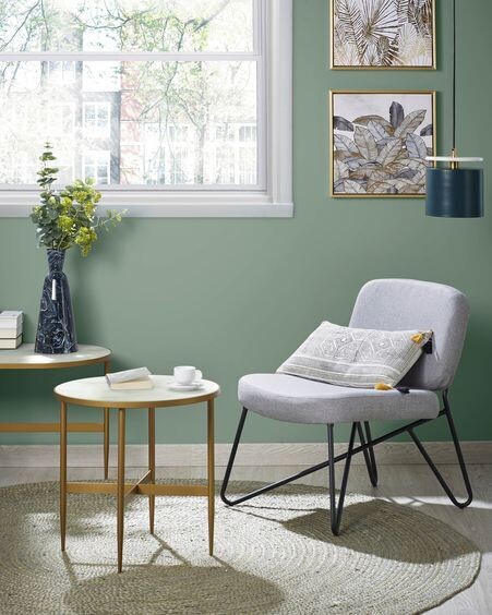 Mesa auxiliar Elisenda cristal blanco y estructura de acero acabado dorado Ø 50 cm