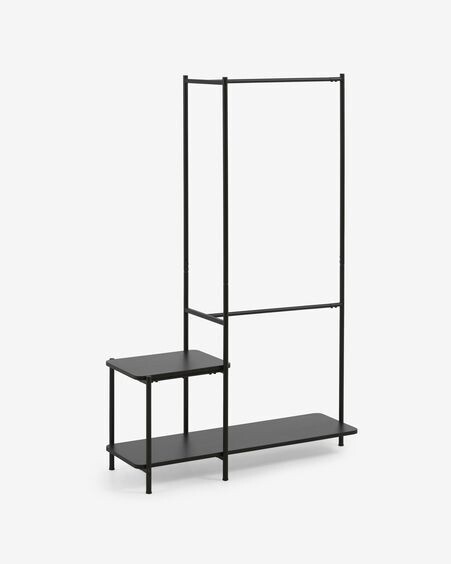Burro para ropa con banqueta Galatia de melamina y acero con acabado negro 100 x 150 cm