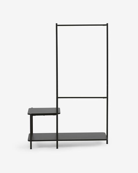 Burro para ropa con banqueta Galatia de melamina y acero con acabado negro 100 x 150 cm