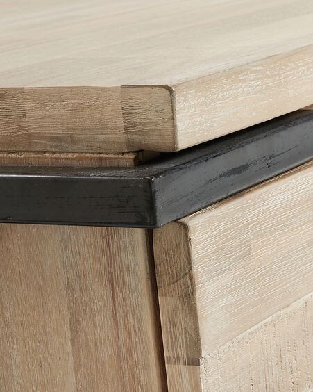 Mueble TV Thinh de madera maciza de acacia y patas de acero con acabado negro 165 x 53 cm