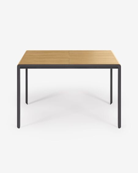Mesa extensible Nadyria chapa de roble patas de acero acabado negro 120 (160) x 80 cm