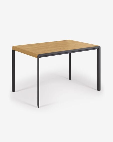 Mesa extensible Nadyria chapa de roble patas de acero acabado negro 120 (160) x 80 cm