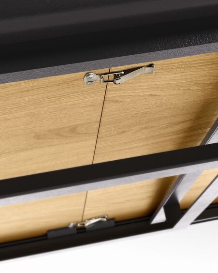 Mesa extensible Nadyria chapa de roble patas de acero acabado negro 120 (160) x 80 cm