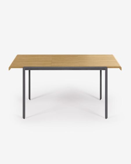 Mesa extensible Nadyria chapa de roble patas de acero acabado negro 120 (160) x 80 cm