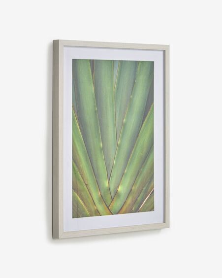 Cuadro Lyn de madera blanco aloe vera verde 50 x 70 cm