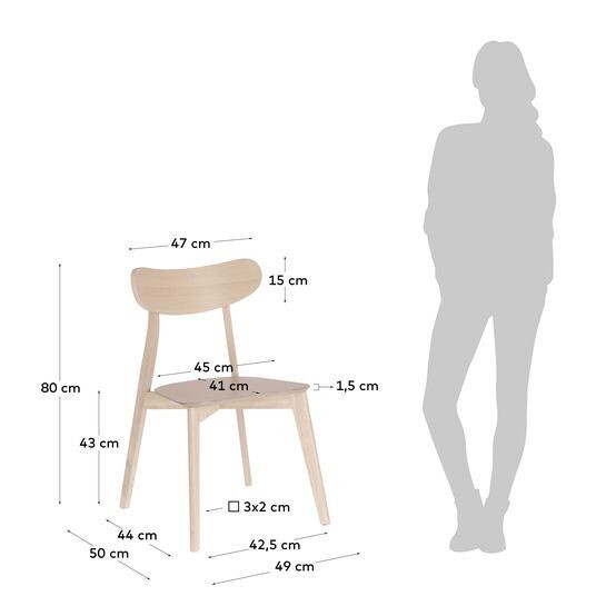 Silla Safina de chapa de roble y madera maciza de caucho