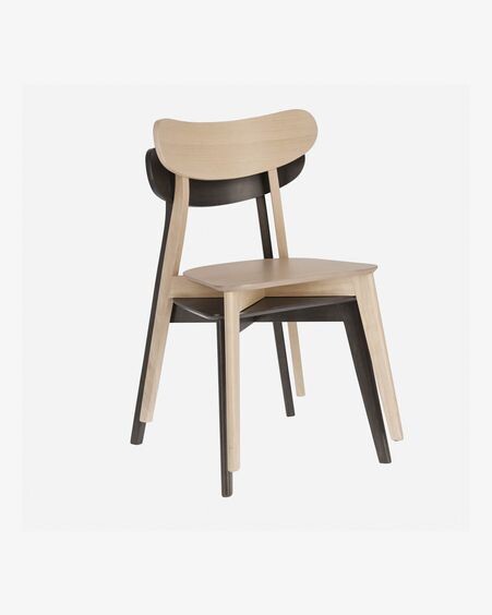 Silla Safina de chapa de roble y madera maciza de caucho