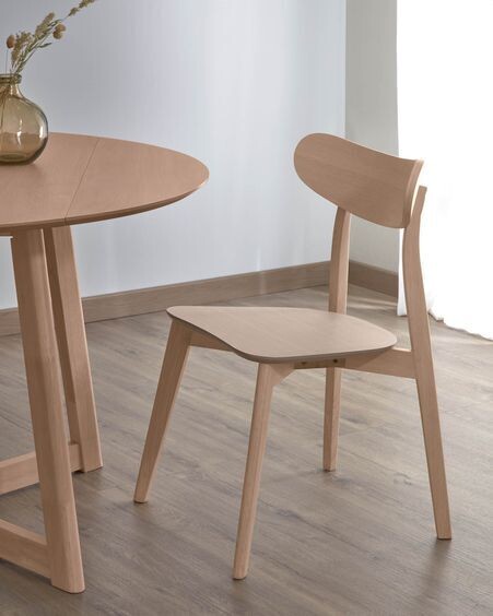 Silla Safina de chapa de roble y madera maciza de caucho